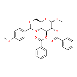 ChemSpider 2D Image | Methyl 2,3-di-O-benzoyl-4,6-O-(4-methoxybenzylidene)-alpha-D-glucopyranoside | C29H28O9
