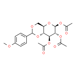 ChemSpider 2D Image | 1,2,3-Tri-O-acetyl-4,6-O-(4-methoxybenzylidene)-beta-D-glucopyranose | C20H24O10
