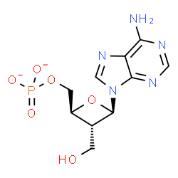 ChemSpider 2D Image | [(2S,3R,4R)-4-(6-Amino-9H-purin-9-yl)-3-(hydroxymethyl)-2-oxetanyl]methyl phosphate | C10H12N5O6P