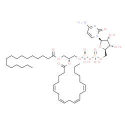ChemSpider 2D Image | 5'-O-[Hydroxy({hydroxy[(2R)-2-[(5Z,8Z,11Z,14Z)-5,8,11,14-icosatetraenoyloxy]-3-(palmitoyloxy)propoxy]phosphoryl}oxy)phosphoryl]cytidine | C48H81N3O15P2
