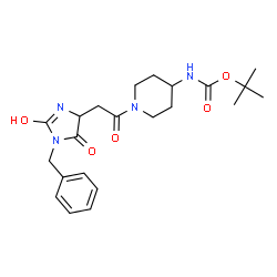 ChemSpider 2D Image | 2-Methyl-2-propanyl {1-[(1-benzyl-2-hydroxy-5-oxo-4,5-dihydro-1H-imidazol-4-yl)acetyl]-4-piperidinyl}carbamate | C22H30N4O5