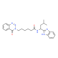ChemSpider 2D Image | N-[1-(1H-Benzimidazol-2-yl)-3-methylbutyl]-6-(4-oxo-1,2,3-benzotriazin-3(4H)-yl)hexanamide | C25H30N6O2