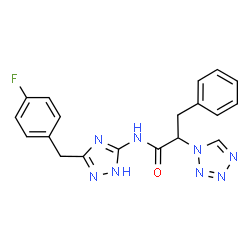 ChemSpider 2D Image | N-[3-(4-Fluorobenzyl)-1H-1,2,4-triazol-5-yl]-3-phenyl-2-(1H-tetrazol-1-yl)propanamide | C19H17FN8O