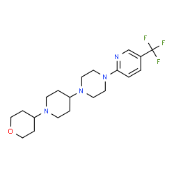 ChemSpider 2D Image | 1-[1-(Tetrahydro-2H-pyran-4-yl)-4-piperidinyl]-4-[5-(trifluoromethyl)-2-pyridinyl]piperazine | C20H29F3N4O