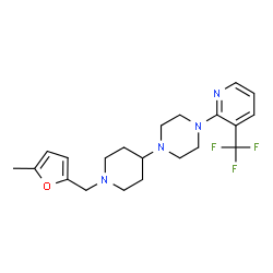 ChemSpider 2D Image | 1-{1-[(5-Methyl-2-furyl)methyl]-4-piperidinyl}-4-[3-(trifluoromethyl)-2-pyridinyl]piperazine | C21H27F3N4O