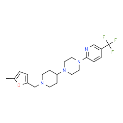 ChemSpider 2D Image | 1-{1-[(5-Methyl-2-furyl)methyl]-4-piperidinyl}-4-[5-(trifluoromethyl)-2-pyridinyl]piperazine | C21H27F3N4O