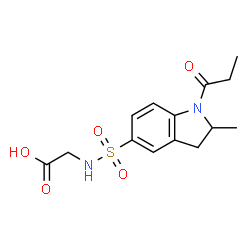 ChemSpider 2D Image | (2-methyl-1-propanoyl-2,3-dihydroindole-5-sulfonamido)acetic acid | C14H18N2O5S
