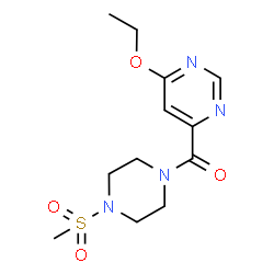 ChemSpider 2D Image | (6-Ethoxy-4-pyrimidinyl)[4-(methylsulfonyl)-1-piperazinyl]methanone | C12H18N4O4S
