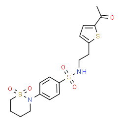 ChemSpider 2D Image | N-[2-(5-Acetyl-2-thienyl)ethyl]-4-(1,1-dioxido-1,2-thiazinan-2-yl)benzenesulfonamide | C18H22N2O5S3