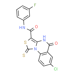 ChemSpider 2D Image | 7-Chloro-N-(3-fluorophenyl)-5-oxo-1-thioxo-4,5-dihydro[1,3]thiazolo[3,4-a]quinazoline-3-carboxamide | C17H9ClFN3O2S2