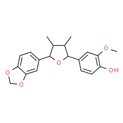 ChemSpider 2D Image | 4-[5-(1,3-Benzodioxol-5-yl)-3,4-dimethyltetrahydro-2-furanyl]-2-methoxyphenol | C20H22O5