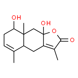 ChemSpider 2D Image | 8,9a-Dihydroxy-3,5,8a-trimethyl-4a,7,8,8a,9,9a-hexahydronaphtho[2,3-b]furan-2(4H)-one | C15H20O4