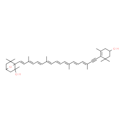 ChemSpider 2D Image | 7,8-Didehydro-5',6'-dihydro-3',6'-epoxy-beta,beta-carotene-3,5'-diol | C40H54O3
