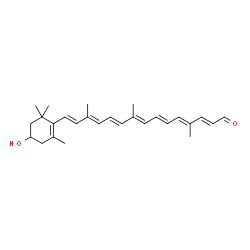 ChemSpider 2D Image | (2E,4E,6E,8E,10E,12E,14E)-15-(4-Hydroxy-2,6,6-trimethyl-1-cyclohexen-1-yl)-4,9,13-trimethyl-2,4,6,8,10,12,14-pentadecaheptaenal | C27H36O2