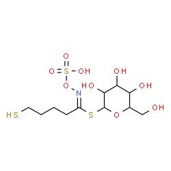 ChemSpider 2D Image | 1-S-[(1E)-5-Sulfanyl-N-(sulfooxy)pentanimidoyl]-1-thiohexopyranose | C11H21NO9S3