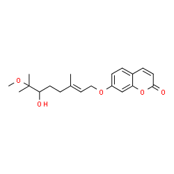 ChemSpider 2D Image | 7-{[(2E)-6-Hydroxy-7-methoxy-3,7-dimethyl-2-octen-1-yl]oxy}-2H-chromen-2-one | C20H26O5