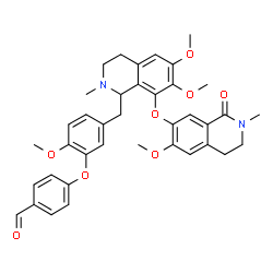 ChemSpider 2D Image | 4-[5-({6,7-Dimethoxy-8-[(6-methoxy-2-methyl-1-oxo-1,2,3,4-tetrahydro-7-isoquinolinyl)oxy]-2-methyl-1,2,3,4-tetrahydro-1-isoquinolinyl}methyl)-2-methoxyphenoxy]benzaldehyde | C38H40N2O8