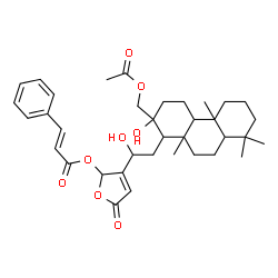 ChemSpider 2D Image | 3-{2-[13-(Acetoxymethyl)-13-hydroxy-8-methylpodocarpan-14-yl]-1-hydroxyethyl}-5-oxo-2,5-dihydro-2-furanyl (2E)-3-phenylacrylate | C36H48O8
