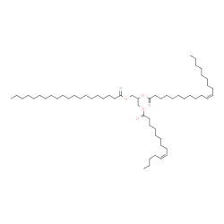 ChemSpider 2D Image | 1-(Icosanoyloxy)-3-[(9Z)-9-tetradecenoyloxy]-2-propanyl (11Z)-11-icosenoate | C57H106O6