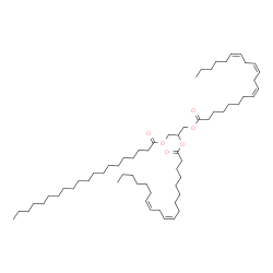 ChemSpider 2D Image | 3-(Icosanoyloxy)-2-[(9Z,12Z)-9,12-nonadecadienoyloxy]propyl (8Z,11Z,14Z)-8,11,14-icosatrienoate | C62H110O6
