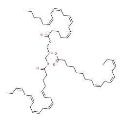 ChemSpider 2D Image | 3-[(5Z,8Z,11Z,14Z)-5,8,11,14-Icosatetraenoyloxy]-2-[(9Z,12Z,15Z)-9,12,15-octadecatrienoyloxy]propyl (5Z,8Z,11Z,14Z,17Z)-5,8,11,14,17-icosapentaenoate | C61H94O6