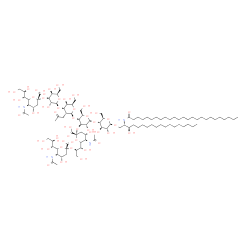 ChemSpider 2D Image | (2S,3R)-3-Hydroxy-2-(pentacosanoylamino)octadecyl 5-acetamido-6-[(1S,2R)-2-({5-acetamido-3,5-dideoxy-6-[(1R,2R)-1,2,3-trihydroxypropyl]-beta-L-threo-hex-2-ulopyranonosyl}oxy)-1,3-dihydroxypropyl]-3,5-
dideoxy-beta-L-threo-hex-2-ulopyranonosyl-(2->3)-[5-acetamido-3,5-dideoxy-6-[(1R,2R)-1,2,3-trihydroxypropyl]-beta-L-threo-hex-2-ulopyranonosyl-(2->3)-beta-D-galactopyranosyl-(1->3)-2-deoxy-2-(2-oxopro
pyl)-beta-D-galactopyranosyl-(1->4)]-beta-D-galactopyranosyl-(1->4)-beta-D-glucopyranoside | C103H182N4O47