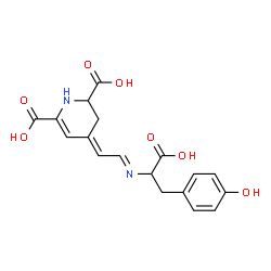 ChemSpider 2D Image | (4E)-4-[(2E)-2-{[1-Carboxy-2-(4-hydroxyphenyl)ethyl]imino}ethylidene]-1,2,3,4-tetrahydro-2,6-pyridinedicarboxylic acid | C18H18N2O7
