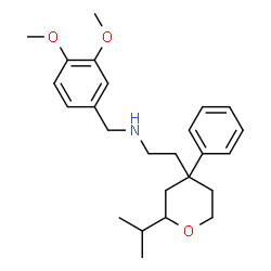 ChemSpider 2D Image | N-(3,4-Dimethoxybenzyl)-2-(2-isopropyl-4-phenyltetrahydro-2H-pyran-4-yl)ethanamine | C25H35NO3