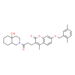 ChemSpider 2D Image | 7-[(2,5-Dimethylbenzyl)oxy]-3-[3-(4a-hydroxyoctahydro-2(1H)-isoquinolinyl)-3-oxopropyl]-4-methyl-2H-chromen-2-one | C31H37NO5