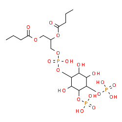 ChemSpider 2D Image | (2R)-3-{[(S)-Hydroxy{[(1S,2R,3R,4S,5S,6S)-2,3,6-trihydroxy-4,5-bis(phosphonooxy)cyclohexyl]oxy}phosphoryl]oxy}-1,2-propanediyl dibutanoate | C17H33O19P3