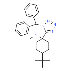 ChemSpider 2D Image | 4-tert-butyl-1-[1-(diphenylmethyl)-1,2,3,4-tetrazol-5-yl]-N-methylcyclohexan-1-amine | C25H33N5