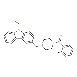ChemSpider 2D Image | 9-ETHYL-3-{[4-(2-FLUOROBENZOYL)PIPERAZIN-1-YL]METHYL}CARBAZOLE | C26H26FN3O