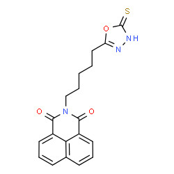 ChemSpider 2D Image | 2-[5-(5-Thioxo-4,5-dihydro-1,3,4-oxadiazol-2-yl)pentyl]-1H-benzo[de]isoquinoline-1,3(2H)-dione | C19H17N3O3S