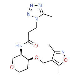 ChemSpider 2D Image | 1,5-Anhydro-2,4-dideoxy-3-O-[(3,5-dimethyl-1,2-oxazol-4-yl)methyl]-4-{[3-(5-methyl-1H-tetrazol-1-yl)propanoyl]amino}-D-erythro-pentitol | C16H24N6O4