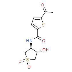 ChemSpider 2D Image | 5-Acetyl-N-[(3S,4S)-4-hydroxy-1,1-dioxidotetrahydro-3-thiophenyl]-2-thiophenecarboxamide | C11H13NO5S2