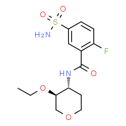 ChemSpider 2D Image | 1,5-Anhydro-2,3-dideoxy-4-O-ethyl-3-[(2-fluoro-5-sulfamoylbenzoyl)amino]-D-threo-pentitol | C14H19FN2O5S