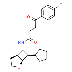 ChemSpider 2D Image | N-[(1S,5S,6S,7R)-7-Cyclopentyl-2-oxabicyclo[3.2.0]hept-6-yl]-4-(4-fluorophenyl)-4-oxobutanamide | C21H26FNO3