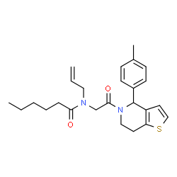 ChemSpider 2D Image | N-Allyl-N-{2-[4-(4-methylphenyl)-6,7-dihydrothieno[3,2-c]pyridin-5(4H)-yl]-2-oxoethyl}hexanamide | C25H32N2O2S