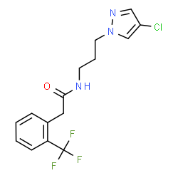 ChemSpider 2D Image | N-[3-(4-Chloro-1H-pyrazol-1-yl)propyl]-2-[2-(trifluoromethyl)phenyl]acetamide | C15H15ClF3N3O