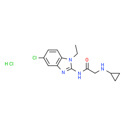 ChemSpider 2D Image | N-(5-Chloro-1-ethyl-1H-benzimidazol-2-yl)-N~2~-cyclopropylglycinamide hydrochloride (1:1) | C14H18Cl2N4O