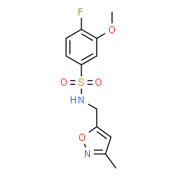 ChemSpider 2D Image | 4-Fluoro-3-methoxy-N-[(3-methyl-1,2-oxazol-5-yl)methyl]benzenesulfonamide | C12H13FN2O4S