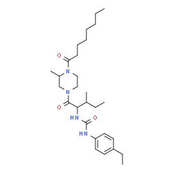 ChemSpider 2D Image | 1-(4-Ethylphenyl)-3-[3-methyl-1-(3-methyl-4-octanoyl-1-piperazinyl)-1-oxo-2-pentanyl]urea | C28H46N4O3