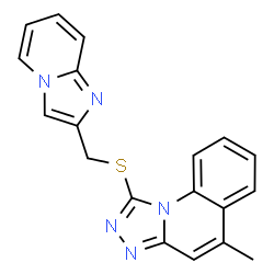 ChemSpider 2D Image | 1-[(Imidazo[1,2-a]pyridin-2-ylmethyl)sulfanyl]-5-methyl[1,2,4]triazolo[4,3-a]quinoline | C19H15N5S