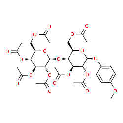 ChemSpider 2D Image | 4-Methoxyphenyl 2,3,6-tri-O-acetyl-4-O-(2,3,4,6-tetra-O-acetyl-alpha-D-glucopyranosyl)-beta-D-glucopyranoside | C33H42O19