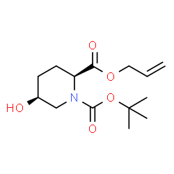 ChemSpider 2D Image | 2-Allyl 1-(2-methyl-2-propanyl) (2S,5S)-5-hydroxy-1,2-piperidinedicarboxylate | C14H23NO5