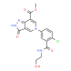 ChemSpider 2D Image | Methyl 5-{4-chloro-3-[(2-hydroxyethyl)carbamoyl]phenyl}-3-oxo-3,5-dihydro-2H-pyrazolo[4,3-c]pyridine-7-carboxylate | C17H15ClN4O5