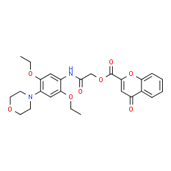 ChemSpider 2D Image | 2-{[2,5-Diethoxy-4-(4-morpholinyl)phenyl]amino}-2-oxoethyl 4-oxo-4H-chromene-2-carboxylate | C26H28N2O8