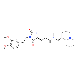 ChemSpider 2D Image | 3-{(4S)-1-[2-(3,4-Dimethoxyphenyl)ethyl]-2,5-dioxo-4-imidazolidinyl}-N-methyl-N-[(1S,9aR)-octahydro-2H-quinolizin-1-ylmethyl]propanamide | C27H40N4O5