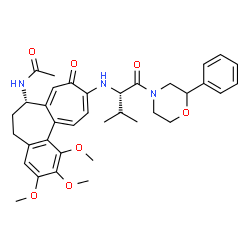 ChemSpider 2D Image | N-[(7S)-1,2,3-Trimethoxy-10-{[(2S)-3-methyl-1-oxo-1-(2-phenyl-4-morpholinyl)-2-butanyl]amino}-9-oxo-5,6,7,9-tetrahydrobenzo[a]heptalen-7-yl]acetamide | C36H43N3O7