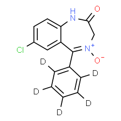 ChemSpider 2D Image | 7-Chloro-5-(~2~H_5_)phenyl-1,3-dihydro-2H-1,4-benzodiazepin-2-one 4-oxide | C15H6D5ClN2O2